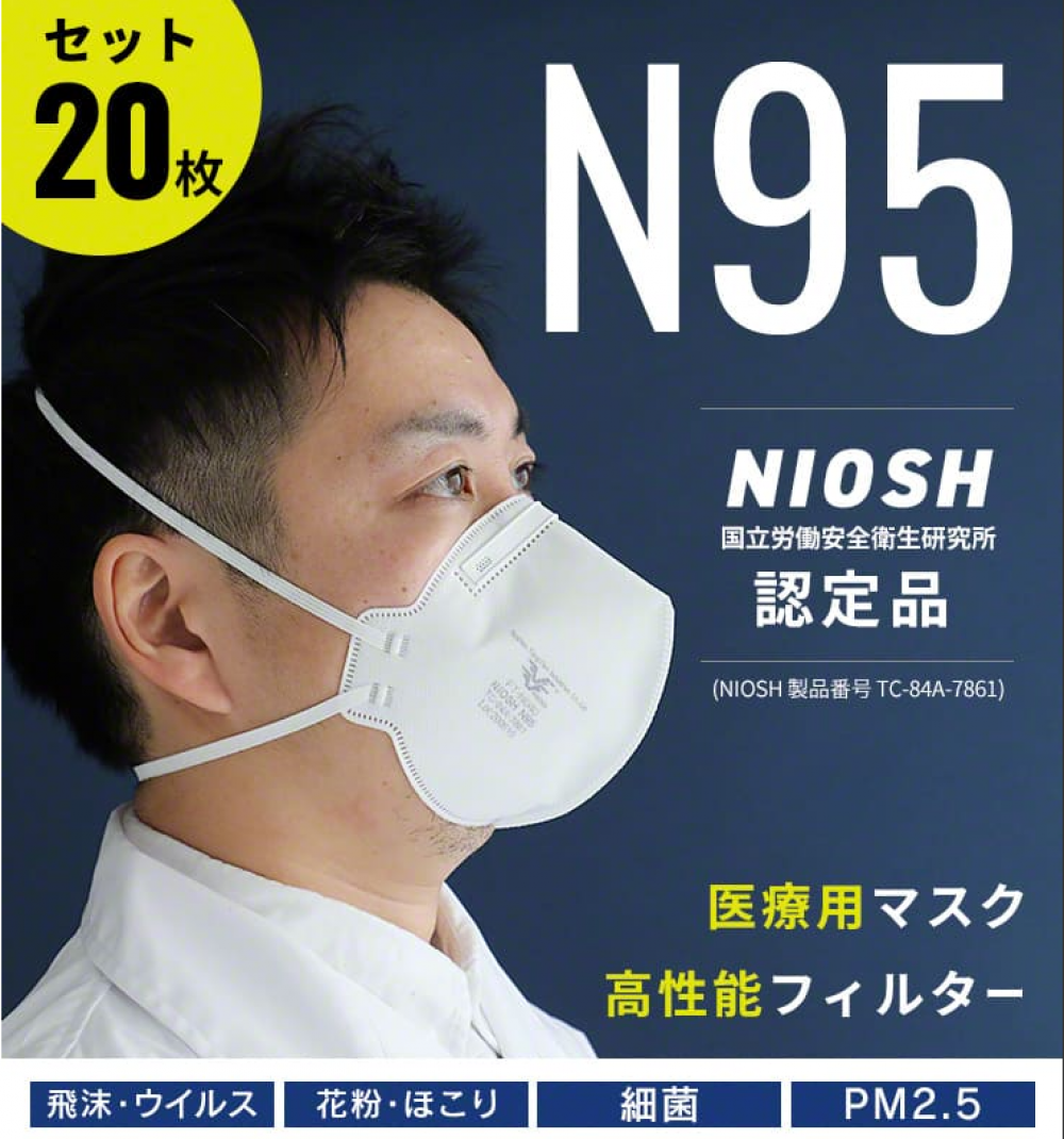 折り畳み型 NIOSH N95 マスク(20枚入り)